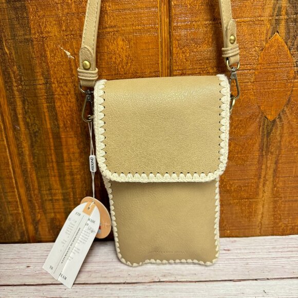 Urban Originals Handbags - URBAN ORIGINALS Love Fest Crochet Crossbody - Taupe